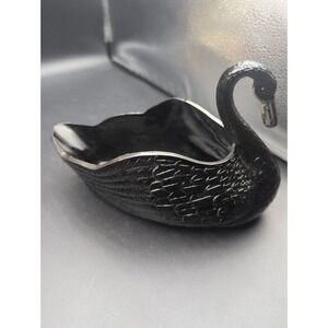 Vintage Large Cambridge Glass black swan Trinket Bowl 9"